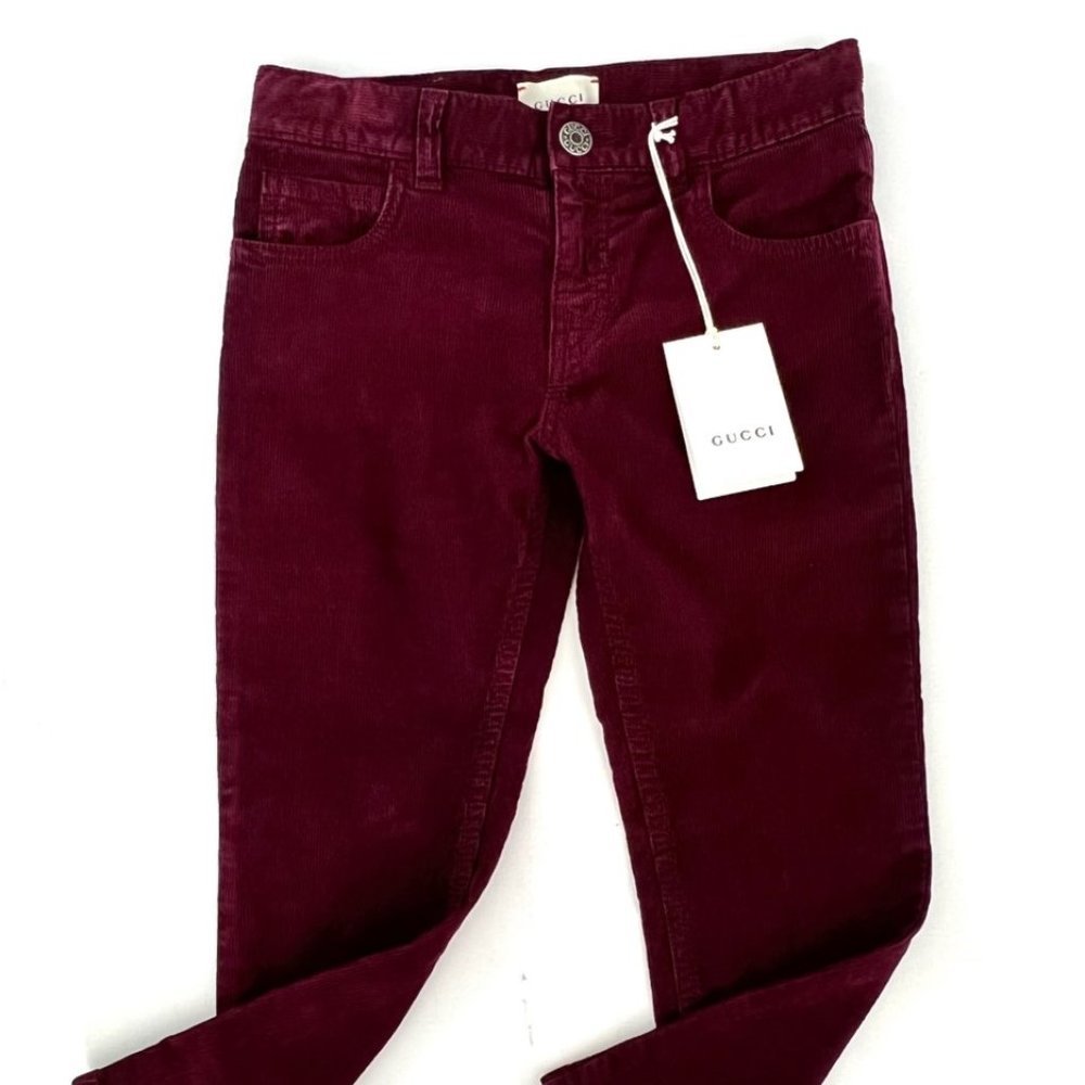 GUCCI Girls Corduroy Pants Burgundy